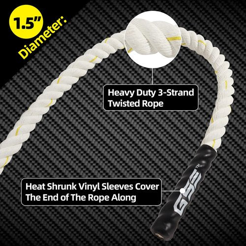 GSE Games & Sports Expert Gym Climbing Rope, Polyester Workout Rope for Indoor/Outdoor and Home Workouts, Great for Climbing Exercises, Strength Training - 6 Feet