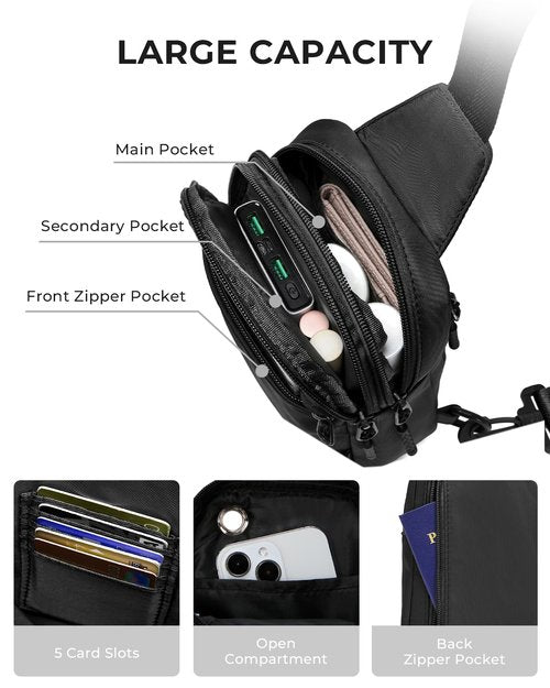 CHOLISS Small Crossbody Bags for Women and Men, Sling Backpack Travel Bag Nylon