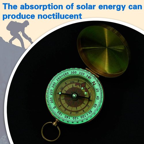 Dunzy Camping Survival Compass - Glow in The Dark Metal Pocket Tool for Hiking & Navigation