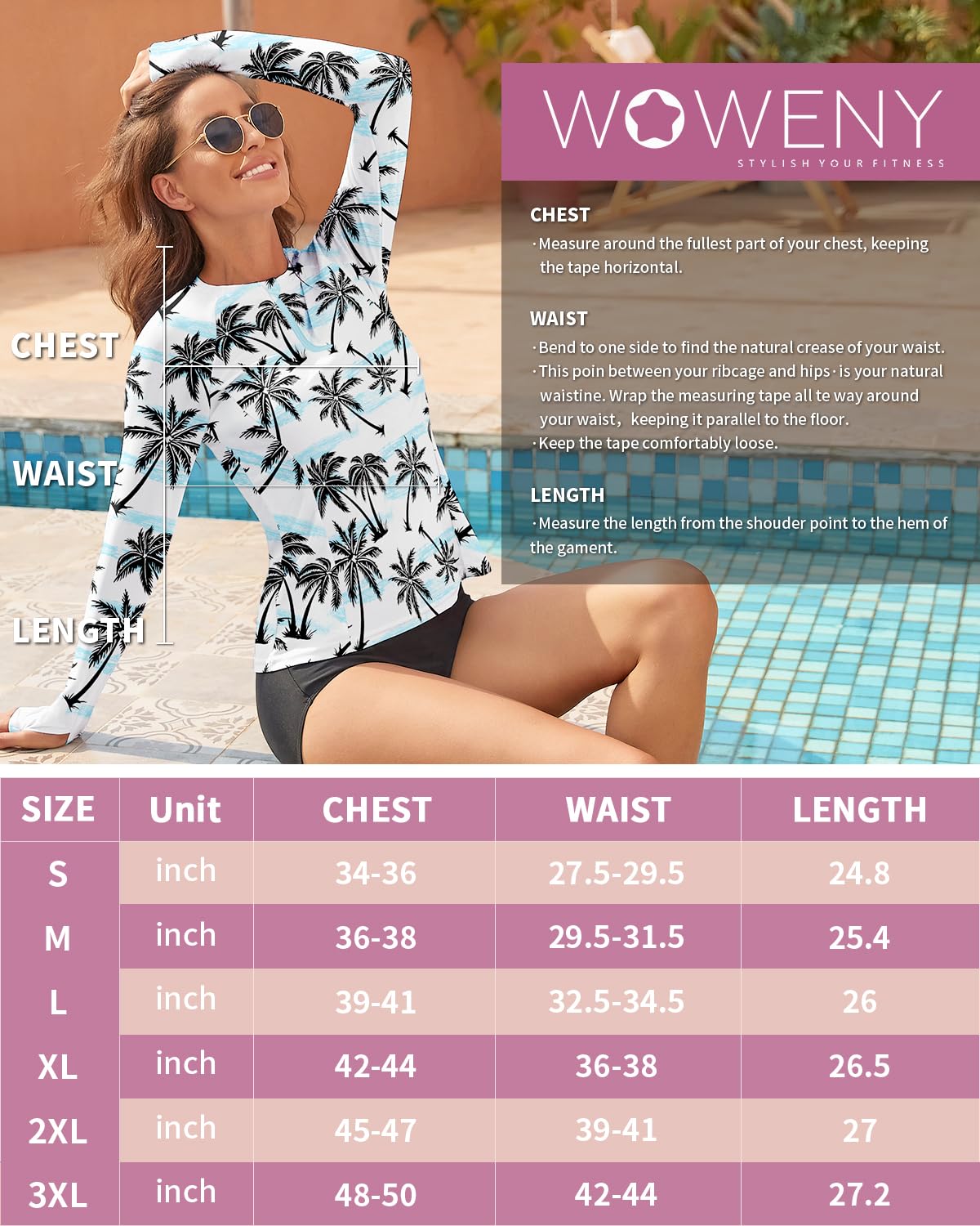 WOWENY Women Rash Guard Long Sleeve Swimsuit Top UPF 50 Sun Protection Swim Shirts Half Zip Bathing Suit No Bottom(A-White Coconut, Medium)