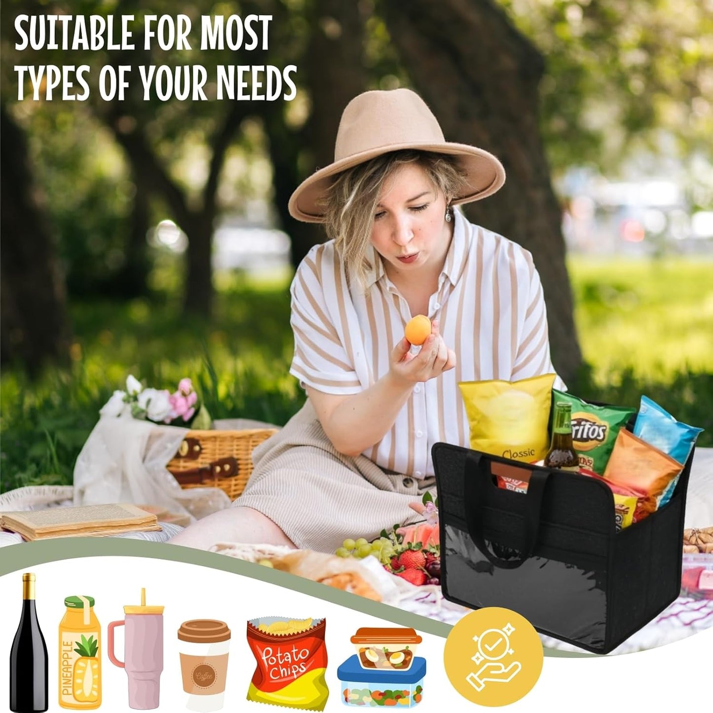 ZOOFOX 2 Pack Insulated Drink Carrier with Handle, 6 Cup Portable Drink Carrier for Car, Reusable Folding Coffee Cup Holder Bag for Daily Life Takeout, Outdoors, Travel