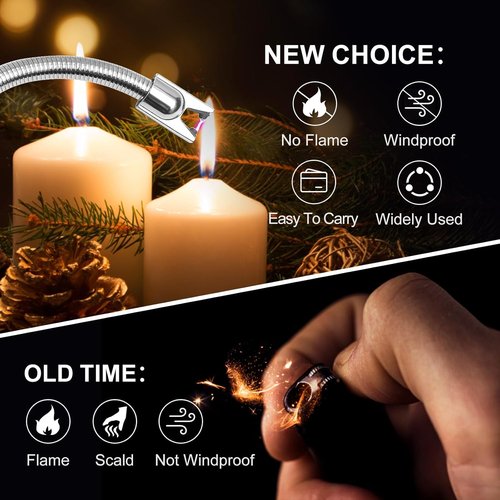 KTEBO Plasma Arc Electric Lighters - Rechargeable USB Long Reach for Candles & BBQ | Windproof Design (2 Pack)