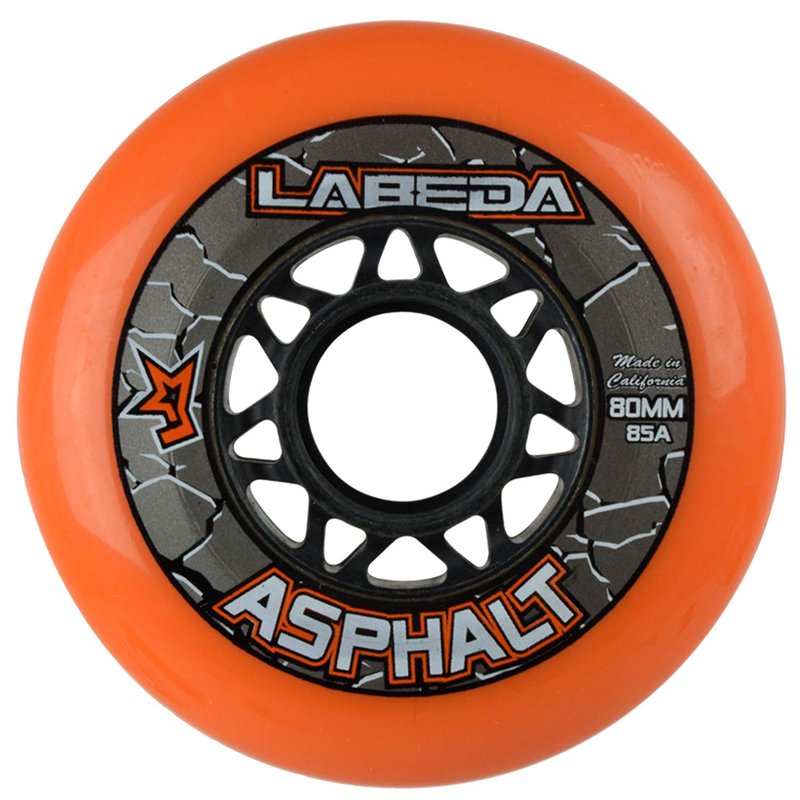 8 Labeda Gripper Asphalt Outdoor Roller Hockey Wheels - Orange 80mm