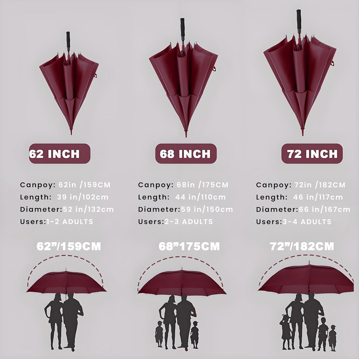 Skiennix Golf Umbrella - Extra Large 72-Inch Double Canopy, Windproof & Waterproof, Automatic Open