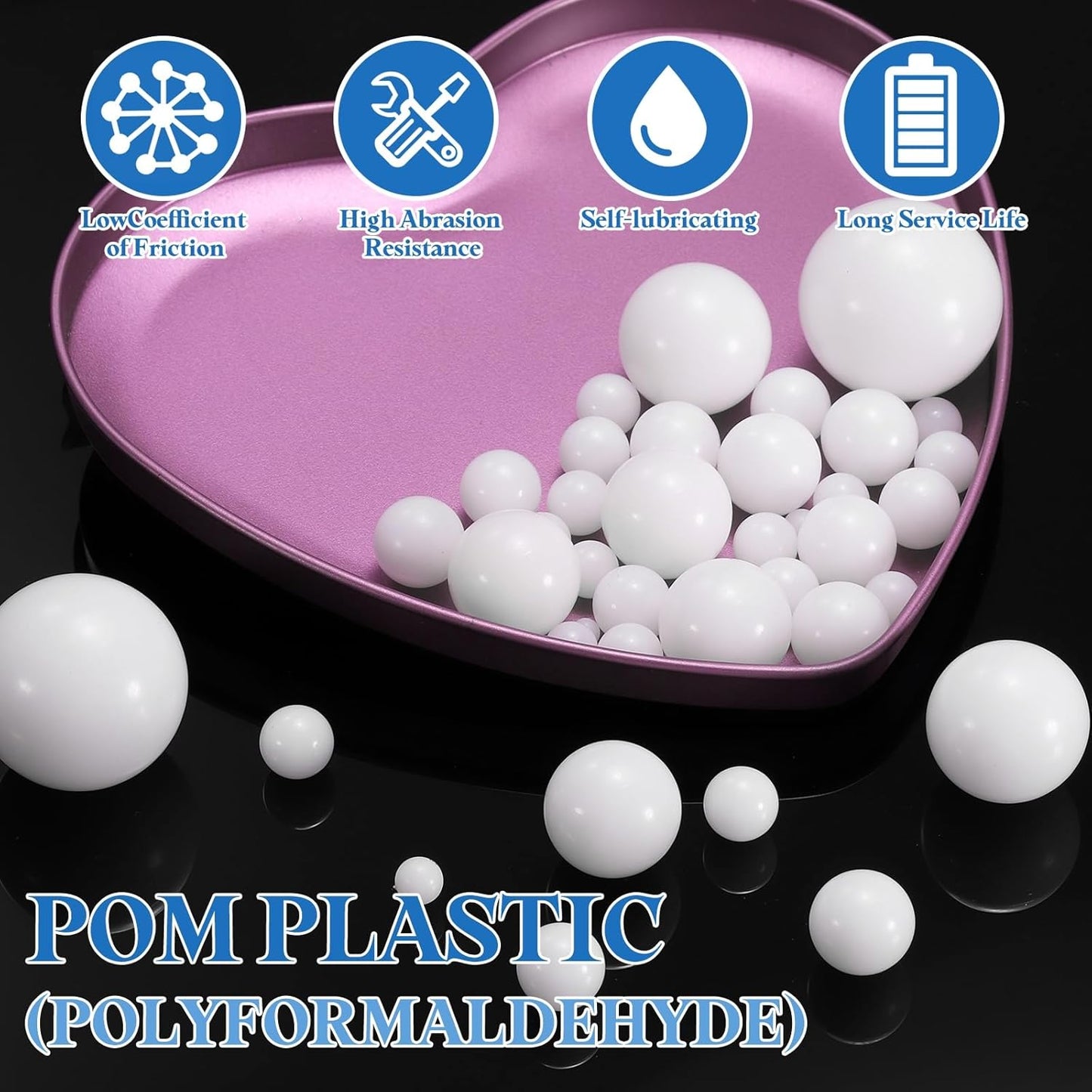 Uxcell POM Bearing Balls - 200pcs Solid Plastic Precision Balls | 5/16" (7.9mm) Size
