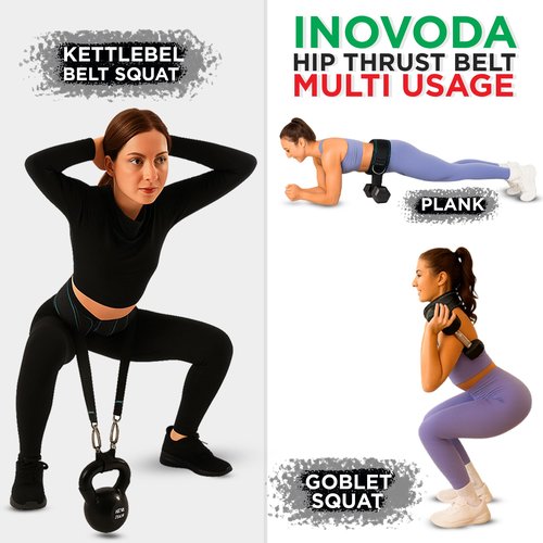 Hip Thrust Belt for Women & Men | Heavy-Duty Glute Workout Equipment with Traction Straps, Wristbands, Carabiners & Carry Bag | Supports Dumbbells, Kettlebells & Plates Up to 300-lbs | Home & Gym Training Belt