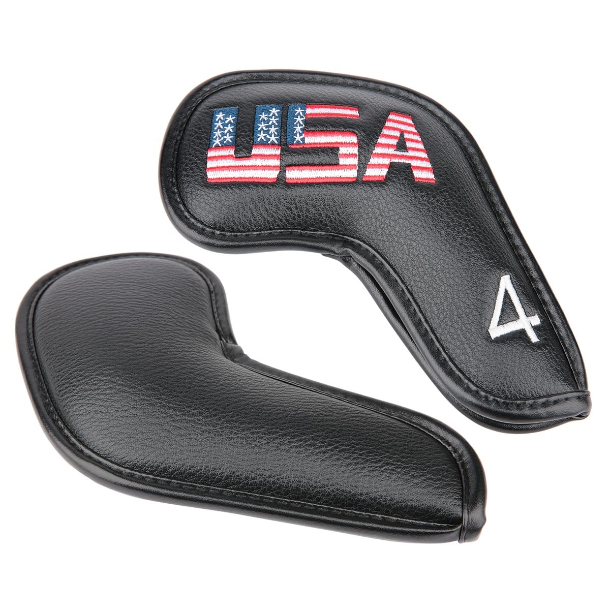 Golf Builder 10pcs/Set Black Leather USA Golf Club Iron Head Covers 4-9,P,S,A,Lw Fit All Brands