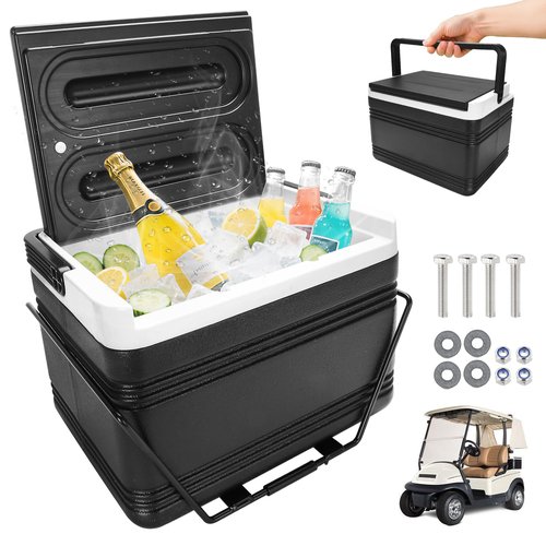 AIPSET Universal Golf Cart Ice Cooler, Portable 8L Ice Box Compatible with EZGO/Club Car/Yamaha, Allow 48 Hrs Fresh, Ice Chest Box, for Drinks, Camping, Beach, Fishing