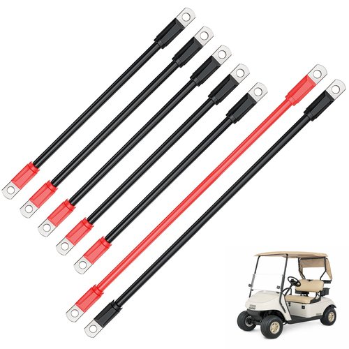 DRIVE UP Golf Cart Battery Cables Wiring Kit for EZGO TXT 1994-up 36 and 48 Volt with 4 Gauge 7 PC AC/DC Wire Golf Cart Battery Cable Set