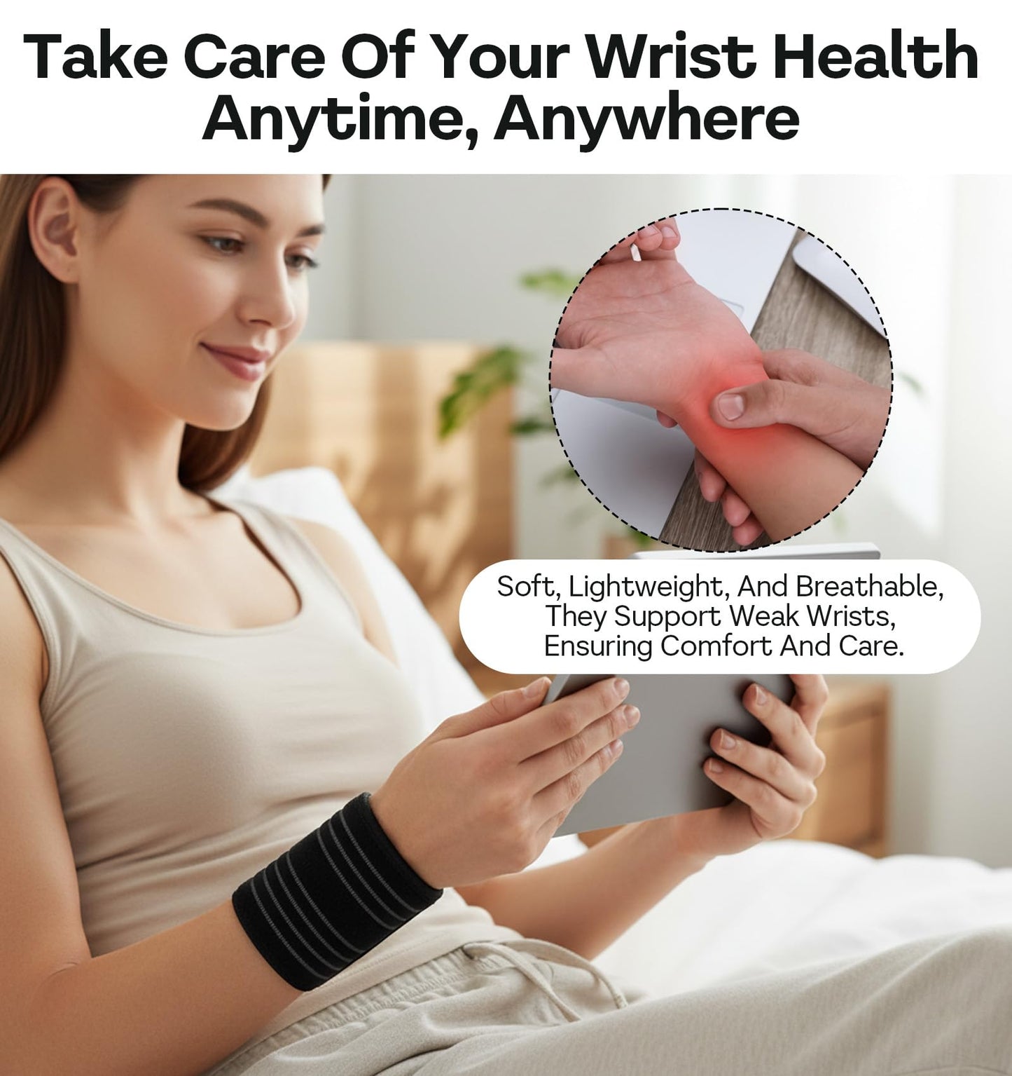 ValueBargain 2-Pack Wrist Sleeve, Wrist Brace for Weightlifting, Arthritis & Tendonitis, Breathable Black Elastic Wrists Brace for Tennis, Basketball, Weightlifting