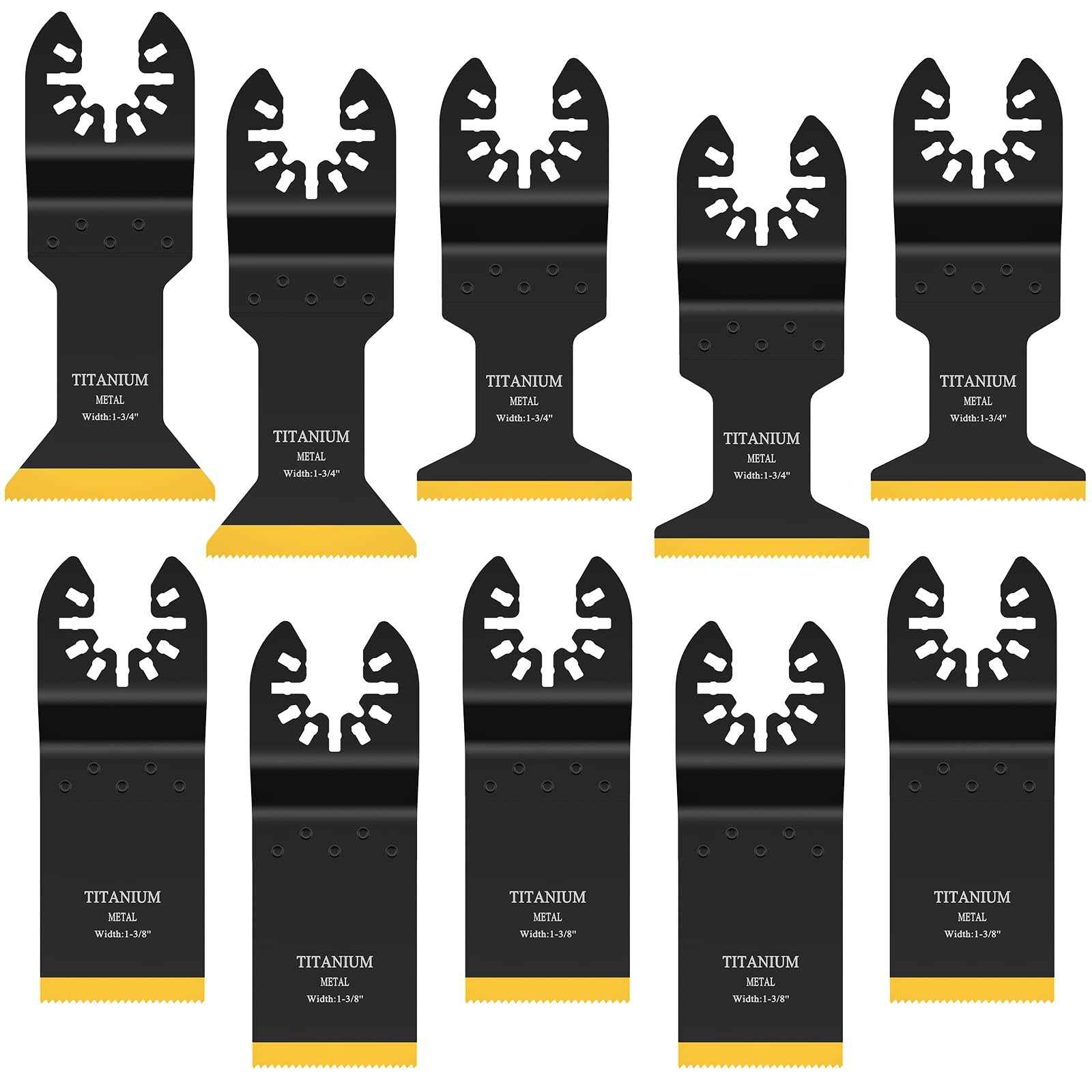 JTWEB Titanium Oscillating Tool Blade, 10PCS Oscillating Saw Blades Metal Cutting Multi Tool Blades Kits Wood and Metal Nails Plastic, Multitool Blades for Milwaukee Bosch Dremel Rockwell