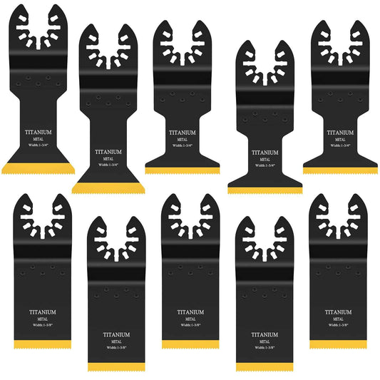 JTWEB Titanium Oscillating Tool Blade, 10PCS Oscillating Saw Blades Metal Cutting Multi Tool Blades Kits Wood and Metal Nails Plastic, Multitool Blades for Milwaukee Bosch Dremel Rockwell