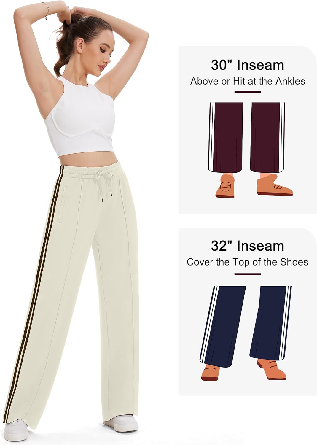 Tapata Women's Track Pants - Loose Straight Leg Jogging Sweatpants for Athletic Comfort | Multiple Inseam Sizes