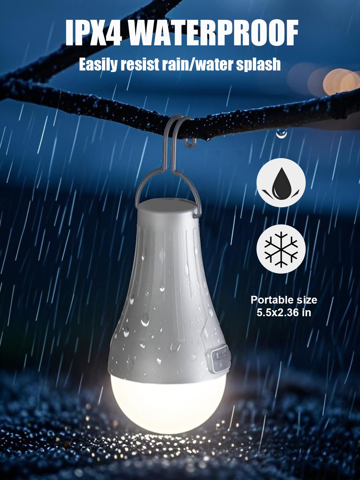 USB Rechargeable Light Bulbs Waterproof, Rechargeable Chicken Coop Lights with 4 Light Modes, 2000mAh Battery, LED Tent Light Bulbs for Indoor Emergency Camping