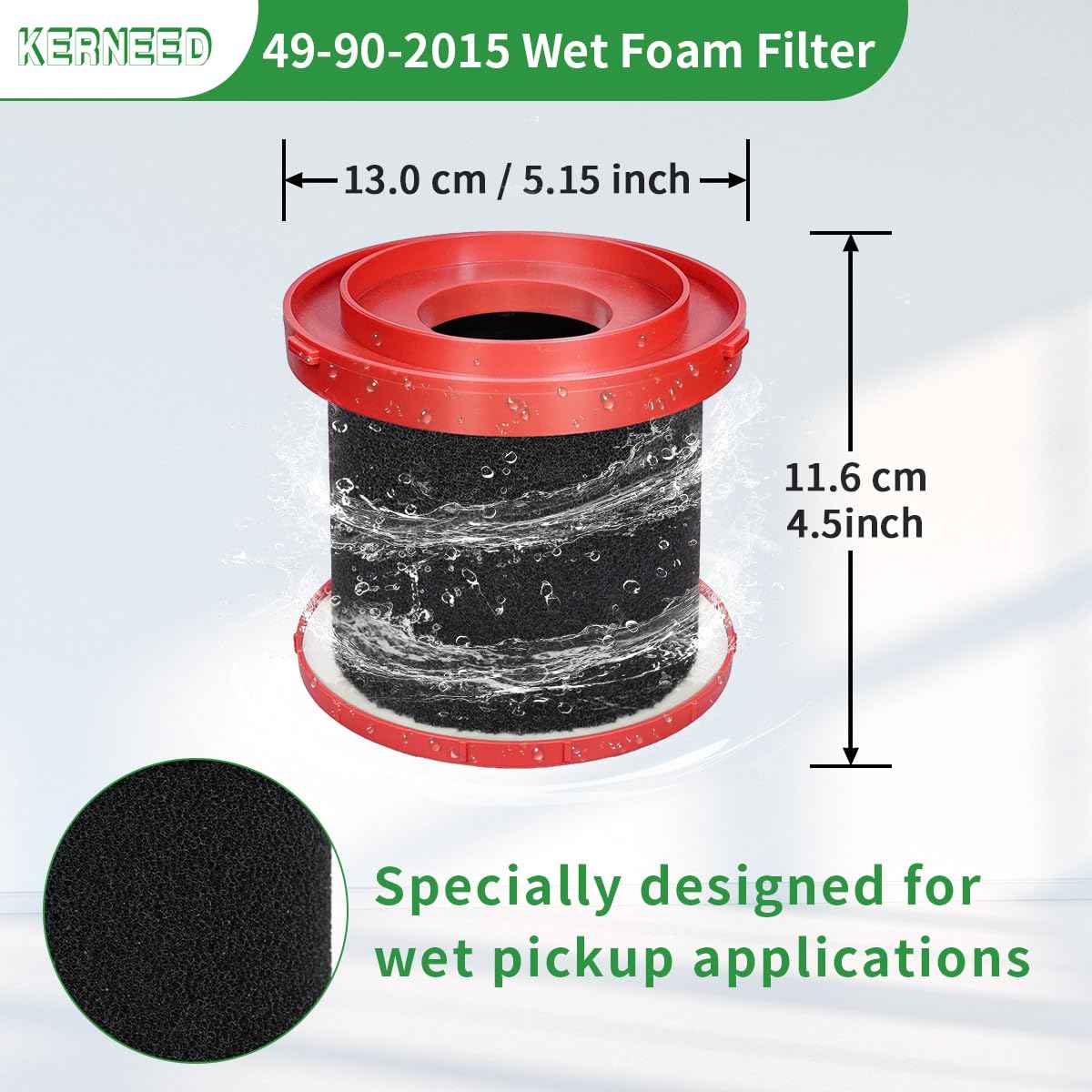 49-90-1900 HEPA Filter & 49-90-2015 Foam Wet Filter Compatible with Milwaukee Wet/Dry Vacuums 0780-20, 0880-20, 0960-20, 0970-20, with 2 Foam Sleeve Filters & 1 Brush