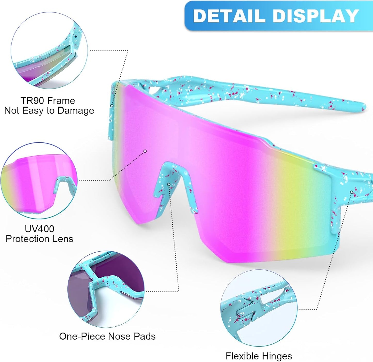 Skiennix Kids Sunglasses - Youth Baseball Glasses for Boys & Girls | UV Protection for Ages 6-14