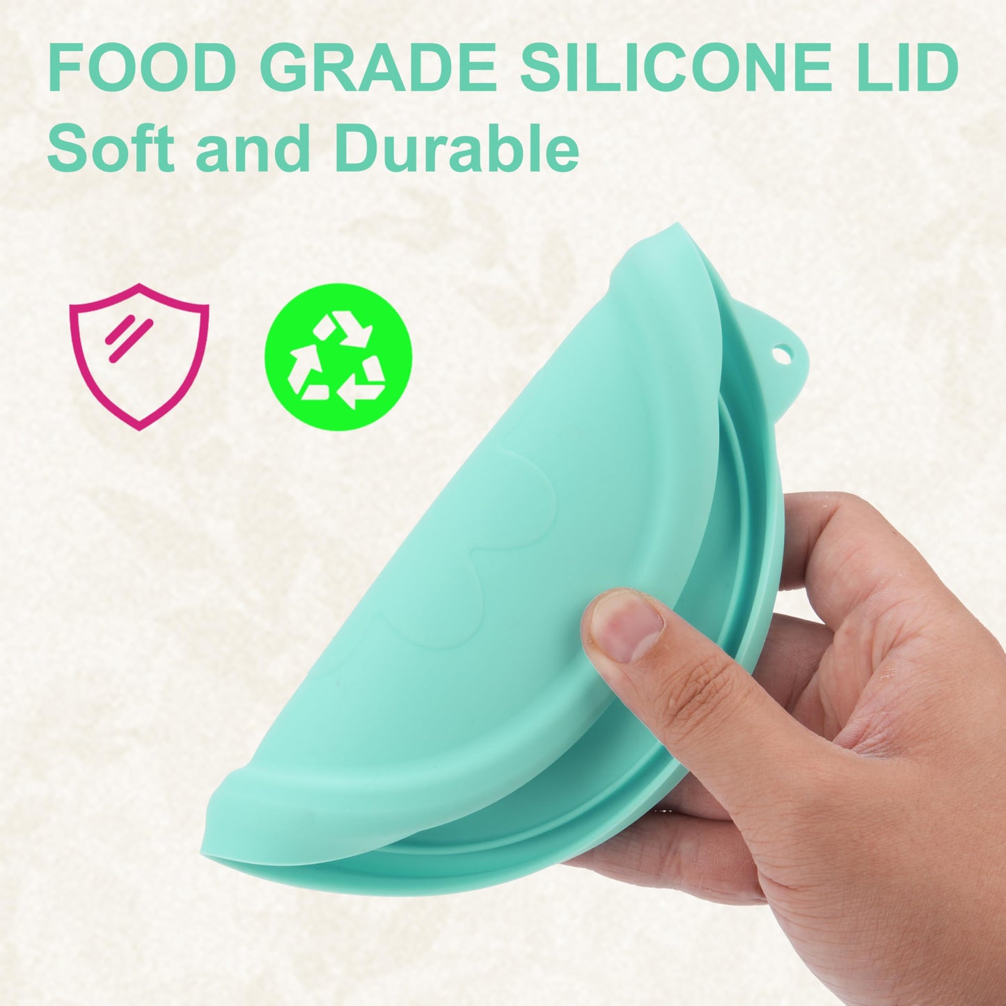 LUVCOSY Silicone Lids Only Fit for Pyrex 7401-S 3 Cup Sculpted Glass Mixing Bowls, 2 Pack Small Size Silicone Covers, Dishwasher & Microwave Safe, Green (Lids Only)