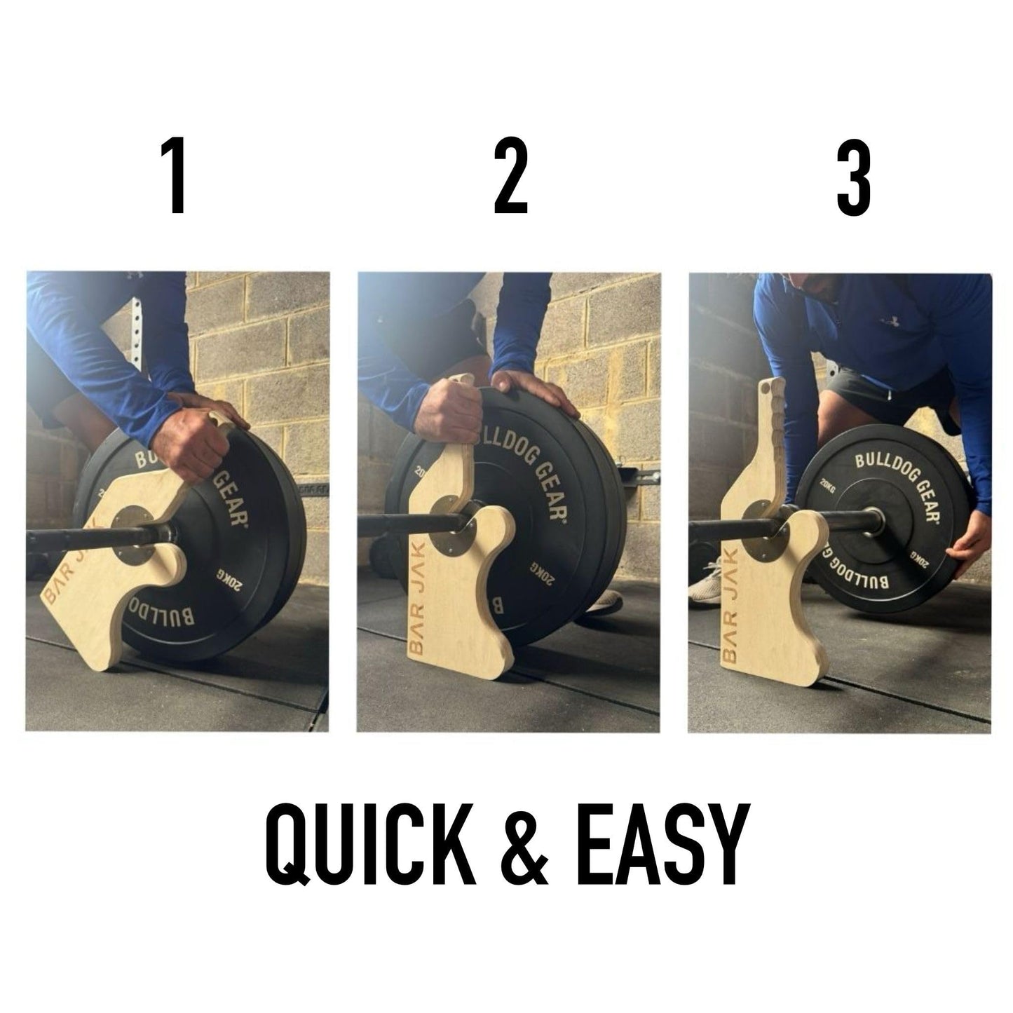 Bar Jak - The Original Deadlift Bar Jack, Deadlift Jack, Barbell Jack, Mini Jack, Compatible with All Olympic Weight Plates and Barbell Plates, Use on Deadlift Platform, Weightlifting Accessories