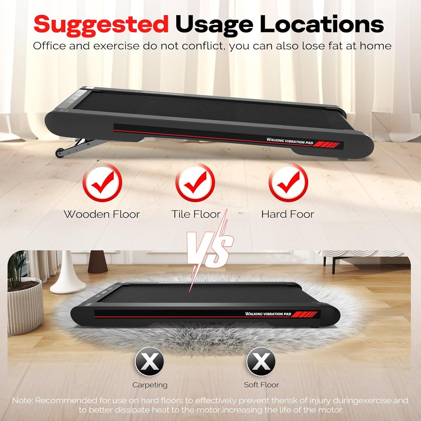 Sperax 3-in-1 Walking Treadmill Pad - Low Noise, Portable Under Desk Design with APP & Remote Control