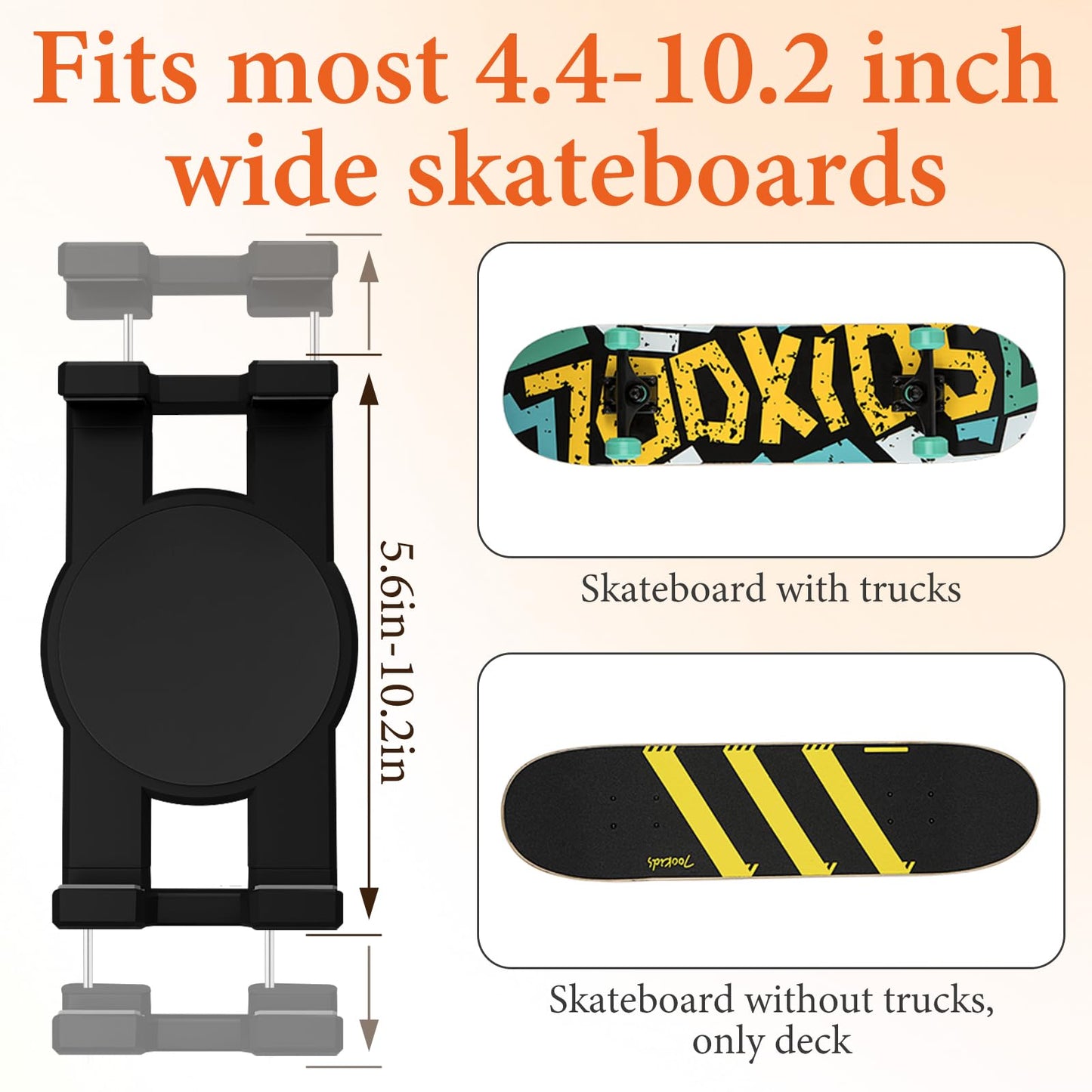DRABPOI Skateboard Decks Wall Mount 360° Rotating Skateboard Wall Hanger, Universal Skate Wall Mount Horizontal Any Angle Extending Floating Display Hanger Grab (3PCS Wall Hanger) (3PCS Wall Hanger)