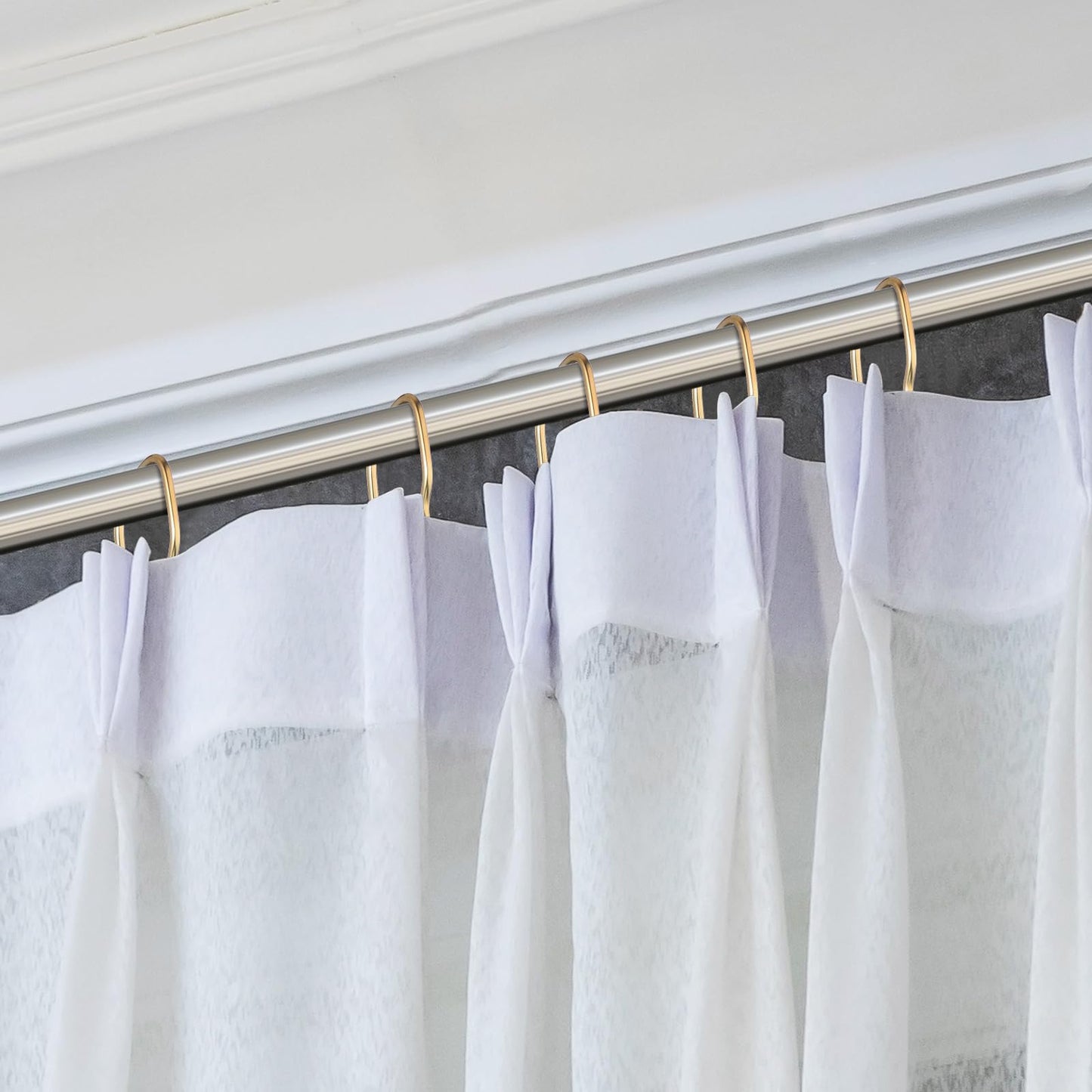120 Pack Drapery Hooks Pins for Curtains, Metal Curtain Hooks Pins for Drapes Pinch Pleat Hooks with Clear Box 1.2 Inch for Window Curtain, Door Curtain and Shower Curtain (Gold)