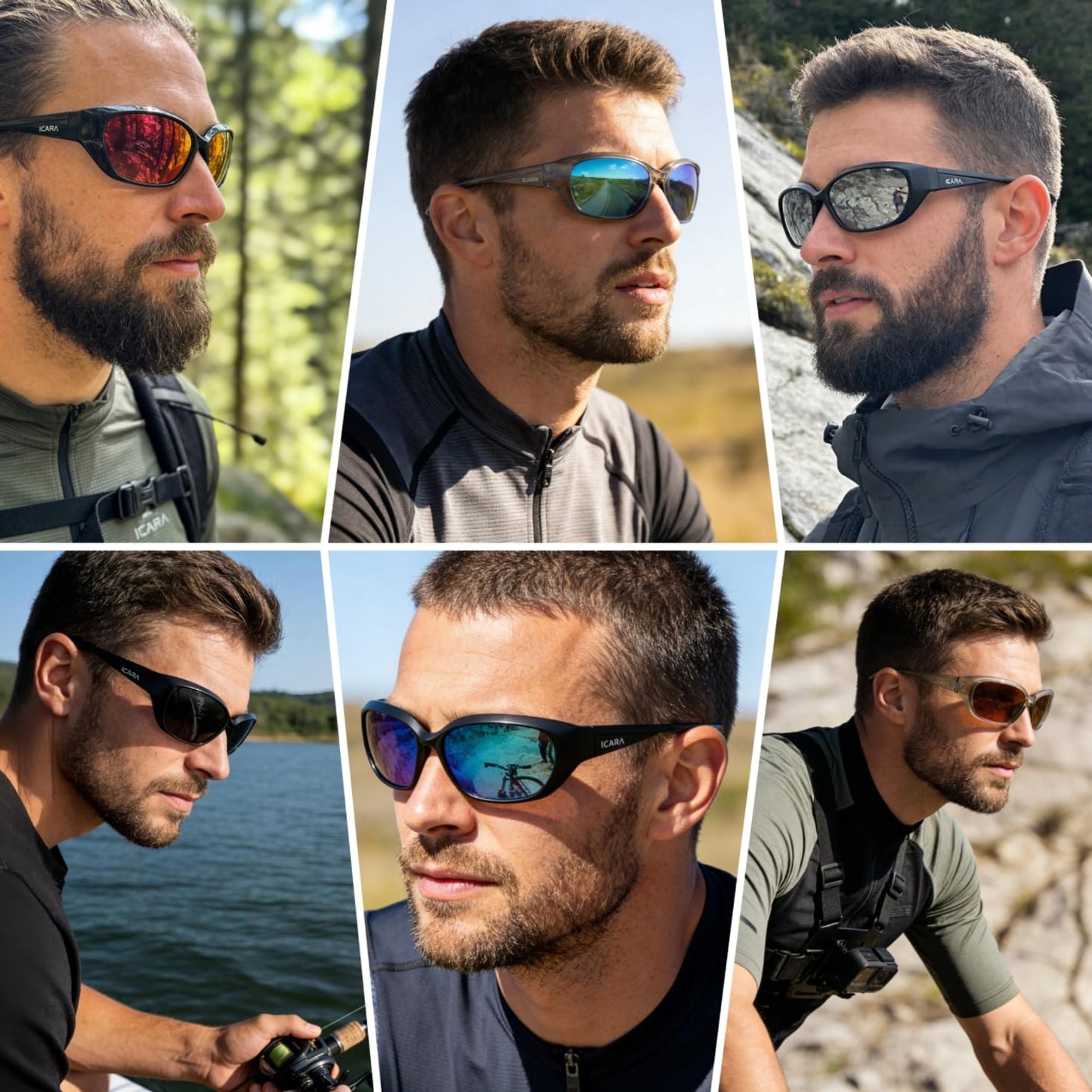 ICARA Polarized Sport Sunglasses for Men Women, UV400 Protection TR90 Frame, Ideal for Driving Cycling Fishing Running (Black Frame/Blue Lens)
