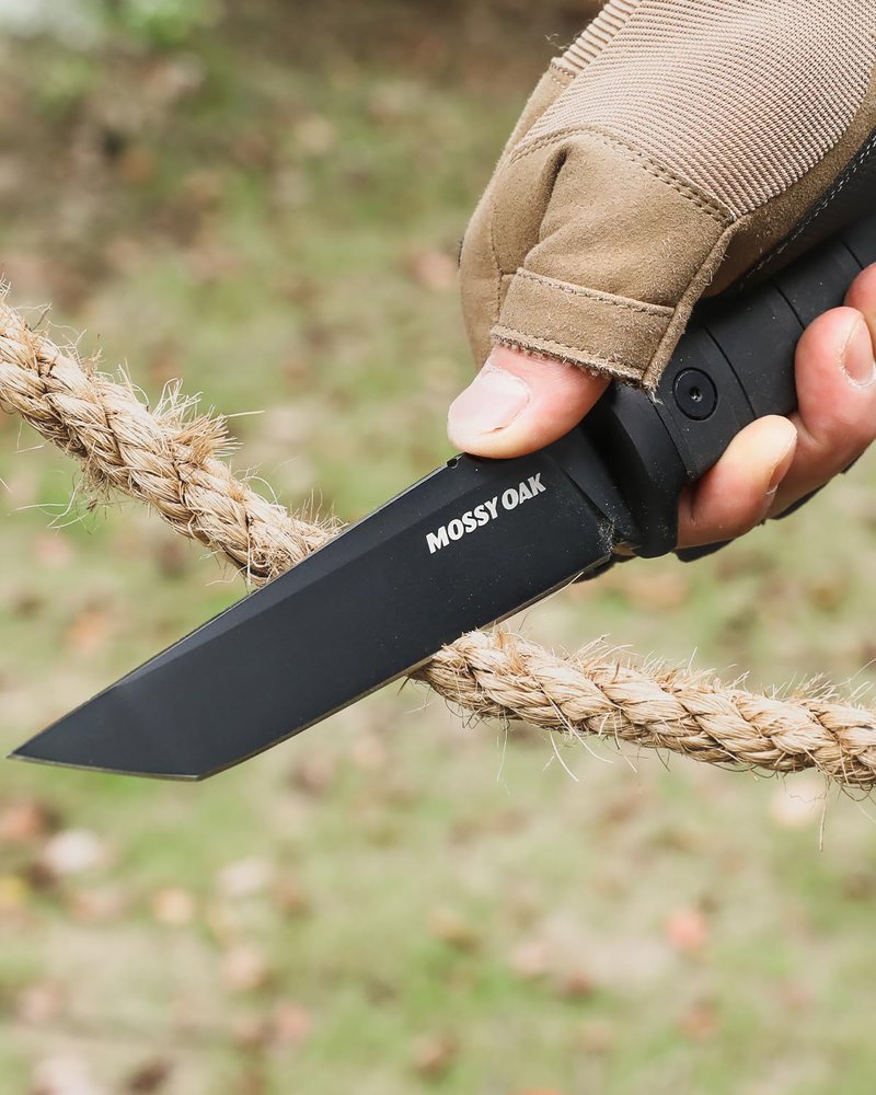 Mossy Oak 10 Inch Fixed Blade Hunting Knife, 14C28N Full Tang Tanto Hunting Knife with Sheath for Survival, Camping, Hiking, Tactical Use