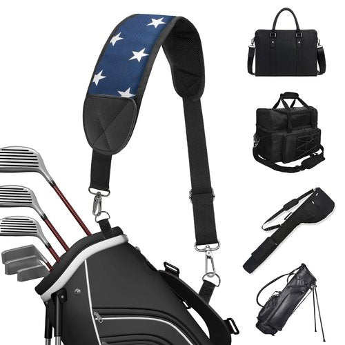 BAIRBRE Golf Bag Strap Replacement Golf Bag Shoulder Strap Adjustable Single Padded Shoulder Strap Waterproof Golf Bag Backpack Straps (Blue-Stars)
