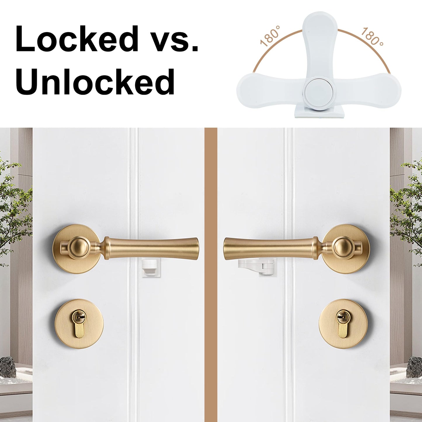 Child Proof Door Lever Lock(6 Pack) - Baby Proofing Door Handle Lock, 3M Adhesive & No DrillingNeed, Minimalist Design, Child Safety Door Handle Locks