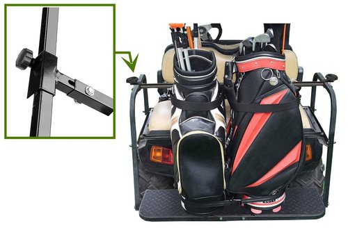 BestAccess Universal Golf Cart Bag Holder Bracket Attachment for EZGO Club Car Yamaha Rear Seat | No Drilling Required/Length Adjustable
