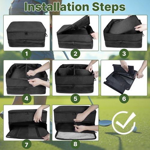 LIWSHWZ 3 Layer Golf Trunk Organizer,Golf Gifts for Men with Separate Mesh Bag for Golf Balls,Large Capacity-40 Golf Balls,2 Pairs of Golf Shoes, Gloves, Clothes, Golf Gift for Men Women