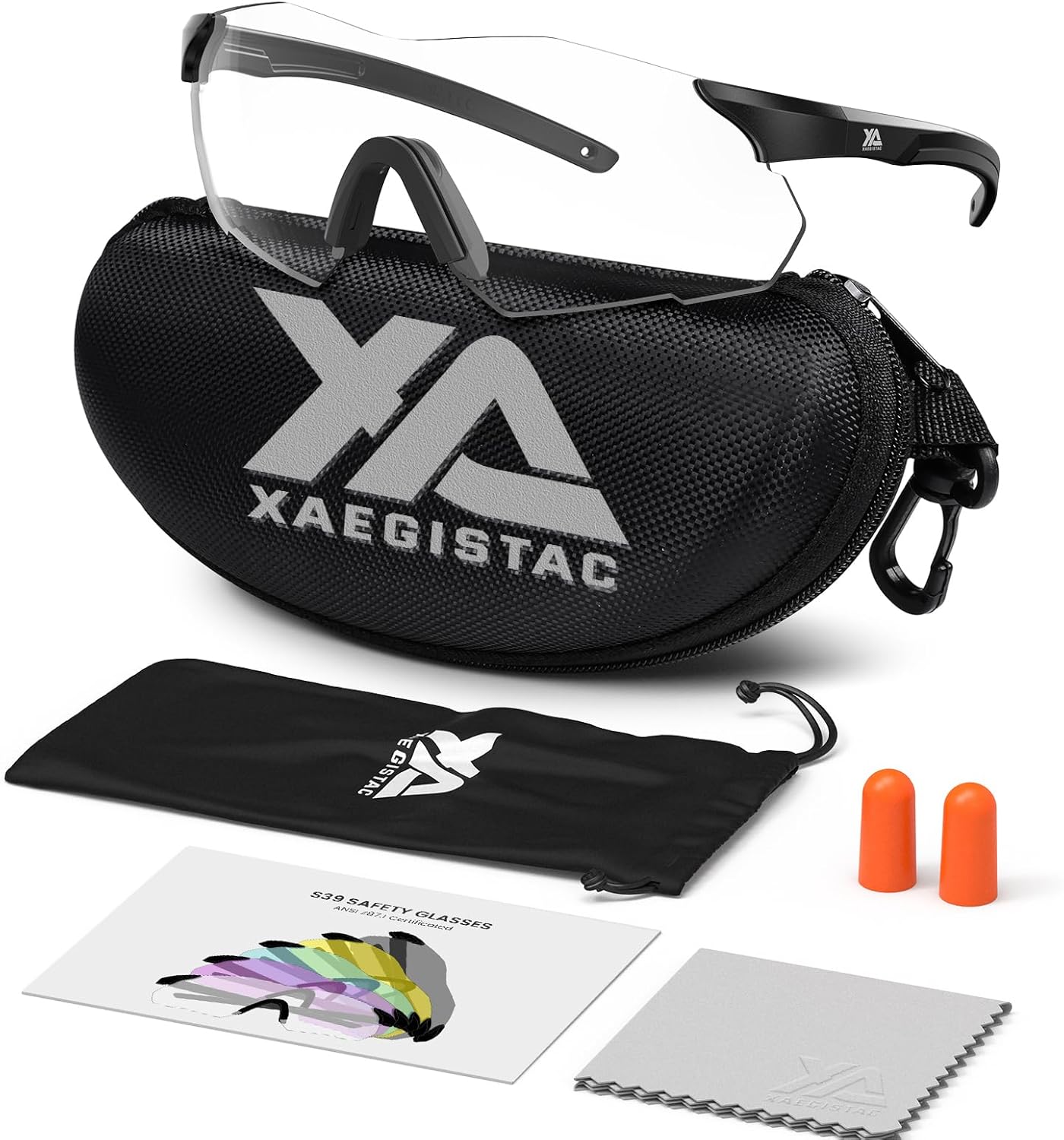 Xaegistac Safety Glasses - Anti-Fog Shooting Glasses with Wide Field of View & Soft Nose Pad