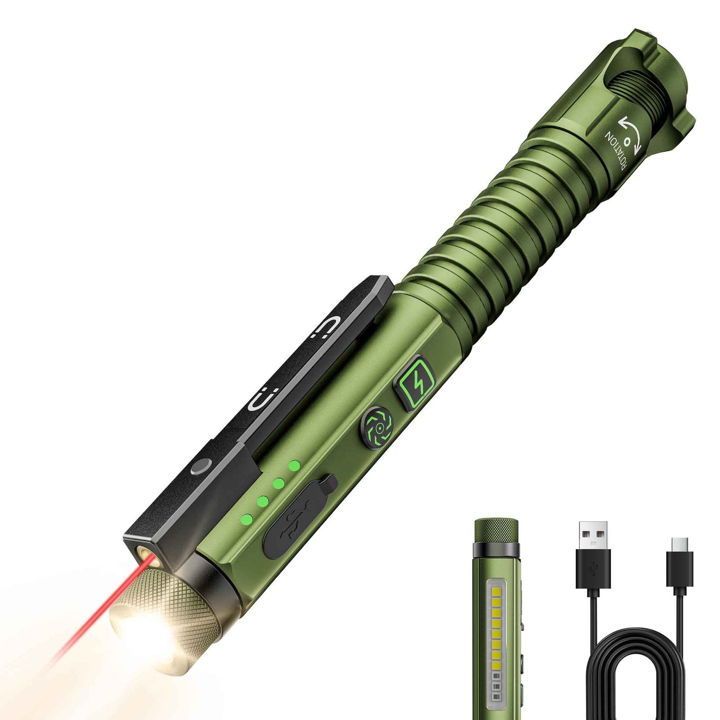 EDC Pen Flashlight Rechargeable,800 Lumen Small Flashlights with Magnetic Clip & Base, 11 Modes LED Pocket Flashlight,Glass Breaker&Bottle Opener, USB-C Flash light for Working,Home and Emergency