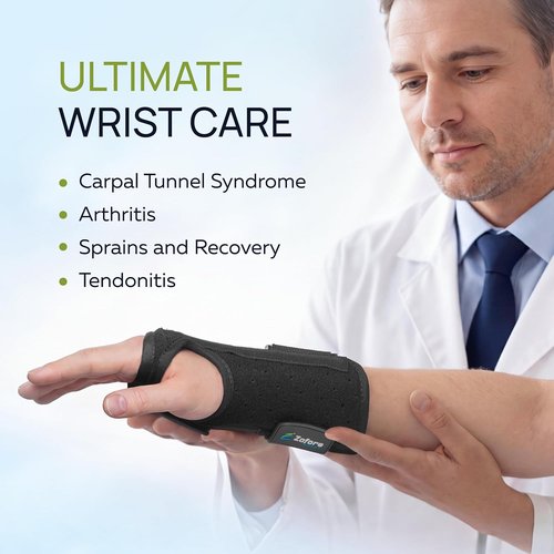 Carpal Tunnel Wrist Brace by [Brand Name] - Supportive 2-Strap Design with Metal Splint | Relieves Pain & Aids Recovery - Right (L/XL)
