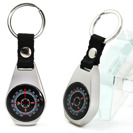 Keychain Pocket Backpack Compass Equipment, 2 Pack Key Ring Survival Mini Metal Compass, Bulk Compass for Men Kids Hiking, Suunto, Camping, Teacher