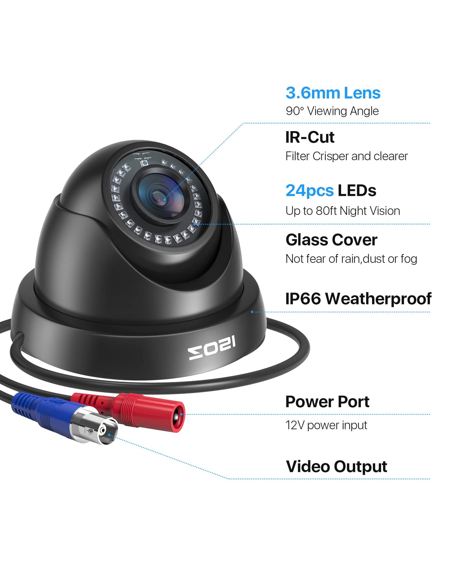 ZOSI 4 Pack 1080p 2MP HD-TVI Home Security Camera Outdoor Indoor 1920TVL, Weatherproof Surveillance CCTV Black Dome Camera, 80ft Night Vision, 24PCS LEDs, 90°View Angle
