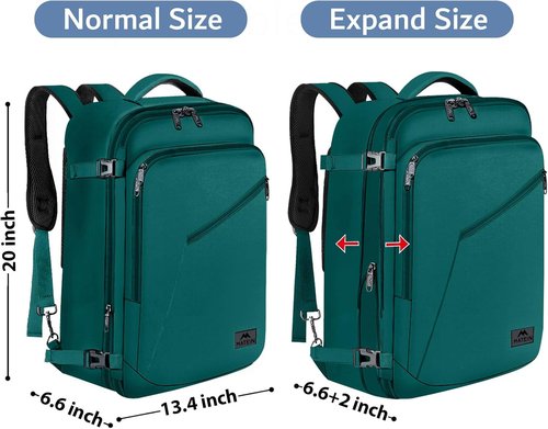 MATEIN Travel Backpack - Large Water-Resistant Carry-On | Expandable Lightweight Daypack in Peacock Blue