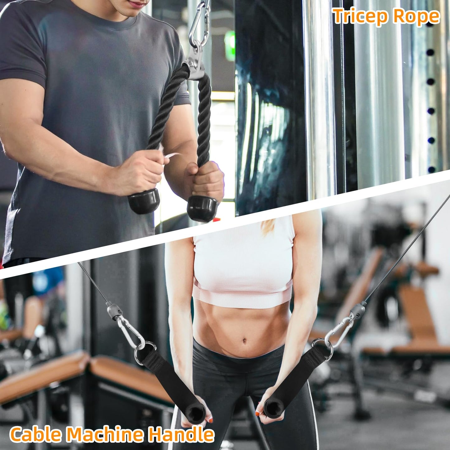 Topfinder Cable Machine Attachment Set for Gym,LAT Pulldown Attachment,Home Gym Accessories for Weight Machine (9PSC Set)
