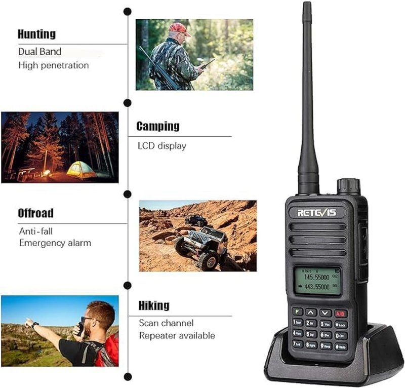 Retevis RT85 Dual Band Two Way Radio Long Range, Handheld Radio Walkie Talkie,VOX DTMF Emergency 2-Way Radio Rechargeable(1 Pack)