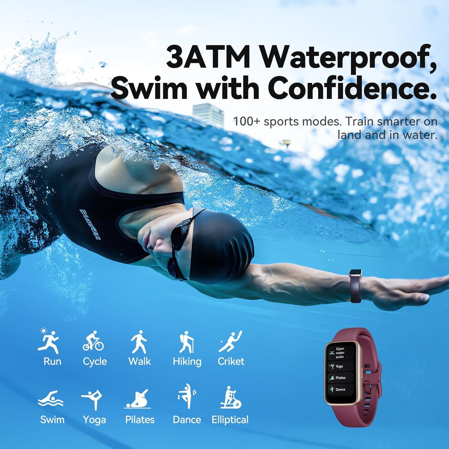 Skiennix Smart Watch - 1.47" Color Screen Fitness Tracker with 100+ Sport Modes & Heart Rate Monitor | Waterproof