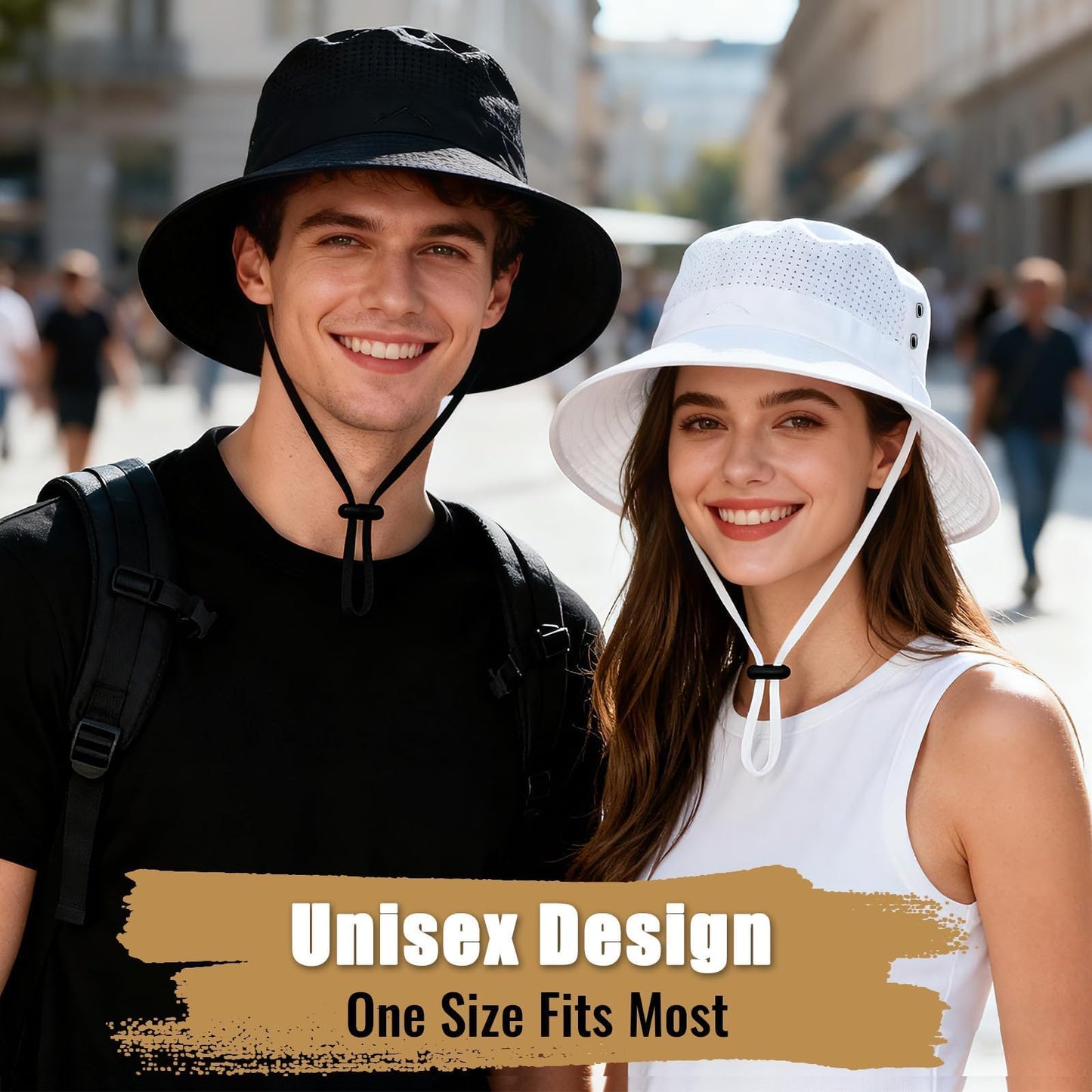 Sun Bucket Hat for Men Women Fishing Beach Safari Hats for Golf Hiking Hunting Outdoor UPF 50+ Black
