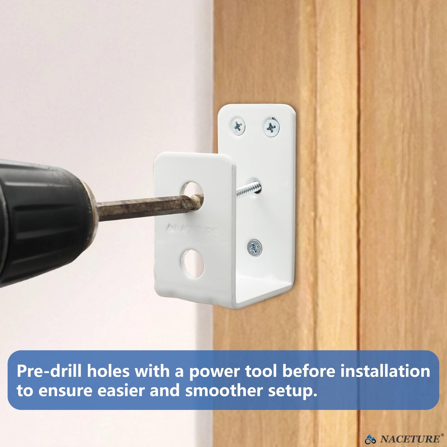 2 Pack White Door Barricade Brackets – Heavy Duty 2x4 U Bracket Door Brace Reinforcement Plates with Screws, Wall Mount Security Bar Holder for Front Door Safety, Anti-Rust Steel, Easy Install