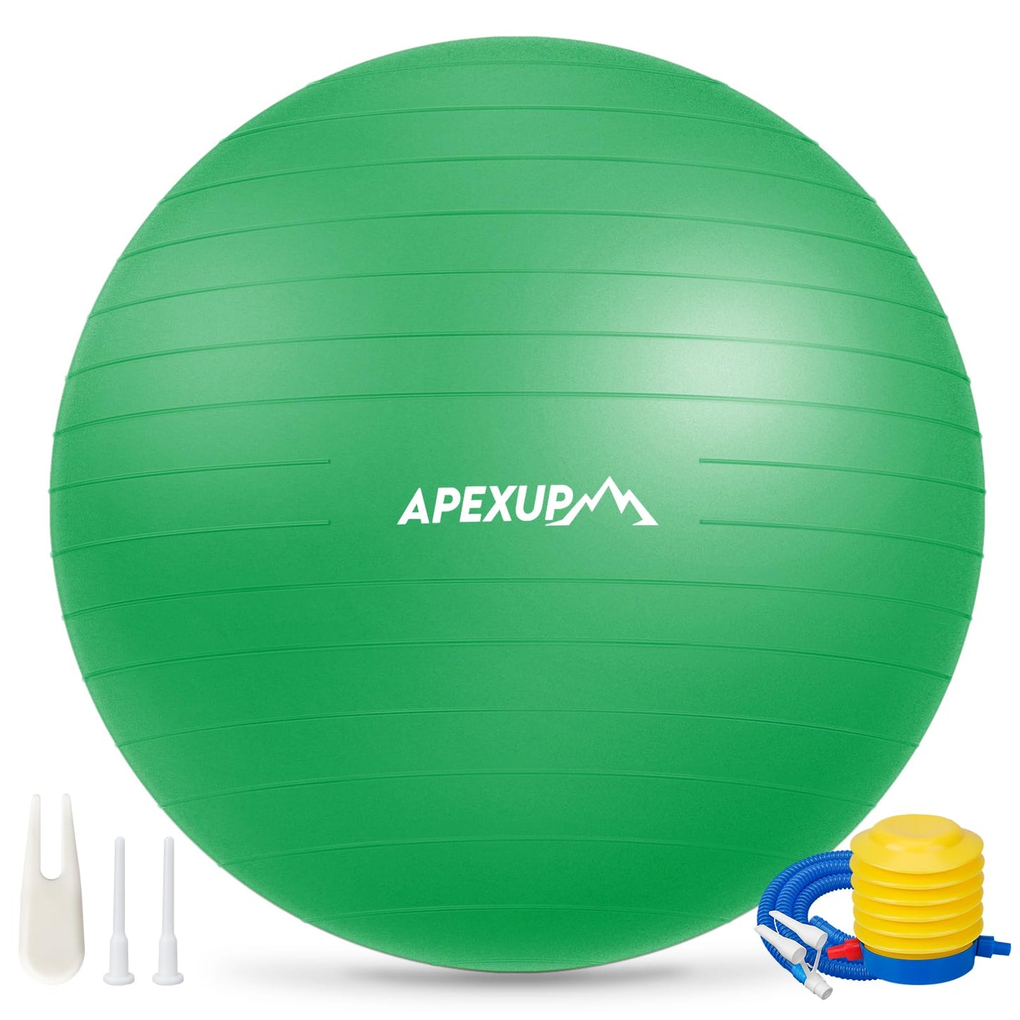 APEXUP Yoga Ball, 660 lbs Anti-Burst Exercise Ball with Pump, 5 Sizes (XL (27"~30") 75cm, Dark Green)