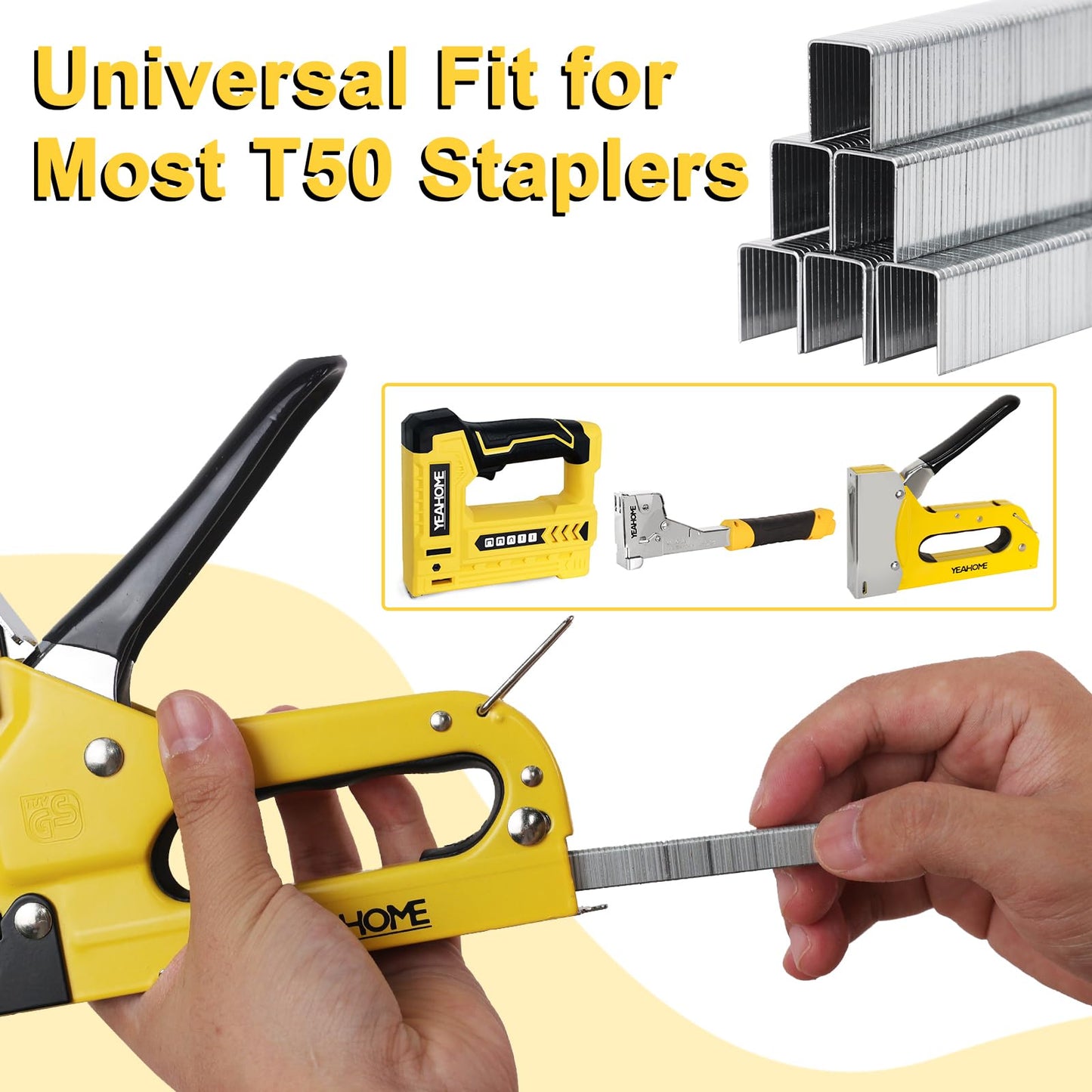 YEAHOME Heavy Duty Staples, 2000 Counts 9/16 inch T50 Staples, 20 Gauge Galvanized 3/8 Inch Crown Upholstery Staple for Pneumatic, Electric T50 Staple Gun