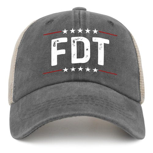 Ositerpz FDT Trucker Hat Men Funny Mesh Cap for Summer Gray