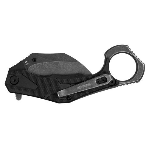 Kershaw Outlier Pocket Knife, 2.6 Inch Stainless Steel Hawkbill Blade, Karambit Style EDC with Assisted Opening, Reversible Pocketclip, Steel Ring, Pocket Knife for Men and Women