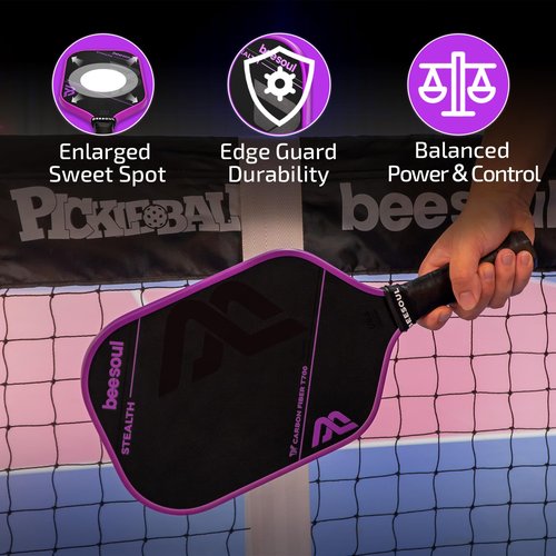 Beesoul Pickleball Paddle with Thermoformed T700 Raw Carbon Fiber Surface, Built for Max Spin Power and Control with 16mm Power Honeycomb Core Large Sweet Spot, USAPA Approved