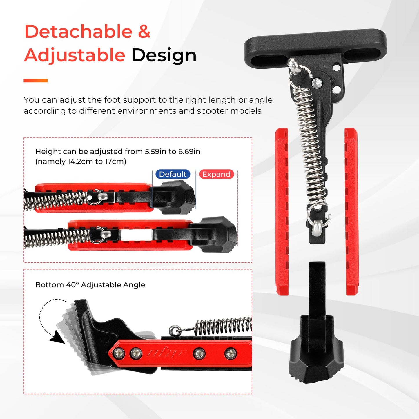LUCK4U Scooter Kickstand Parking Stand Feet Support Replacement Part Compatible for Max G30/Max G30LP Electric Scooter Black-red