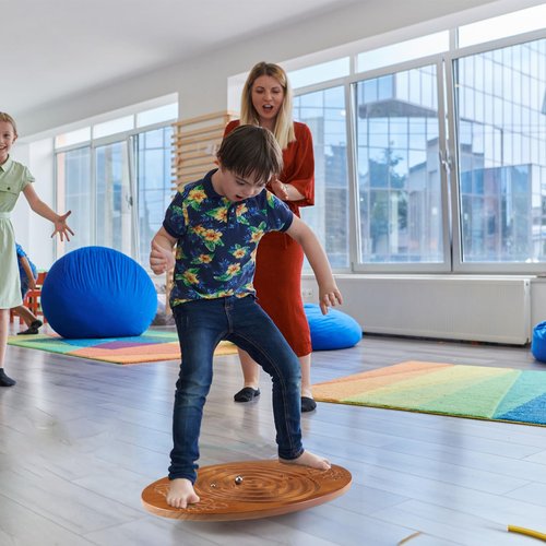 JellyArch Wooden Balance Board with Maze Wobble Board with 2 Beads Rocker Balance Disk for Leg Workout, Exercise Training, Physical Therapy, Bodyweight Fitness, Skiing, Surfing, Skateboarding