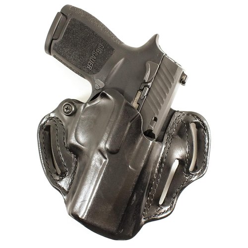 Desantis Speed Scabbard Holster - OWB Leather Pistol Holster, Compatible with SIG P320 & P250 Compact/Carry, with or Without ROMEO1 Reflex Sight - SIG P320 XCOMPACT - Right Hand Draw, Black